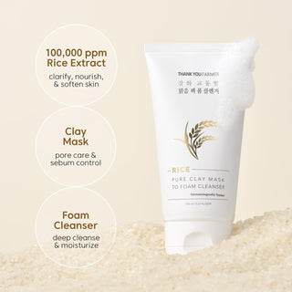 THANK YOU FARMER Rice Pure Clay Mask to Foam Cleanser 5.07 oz