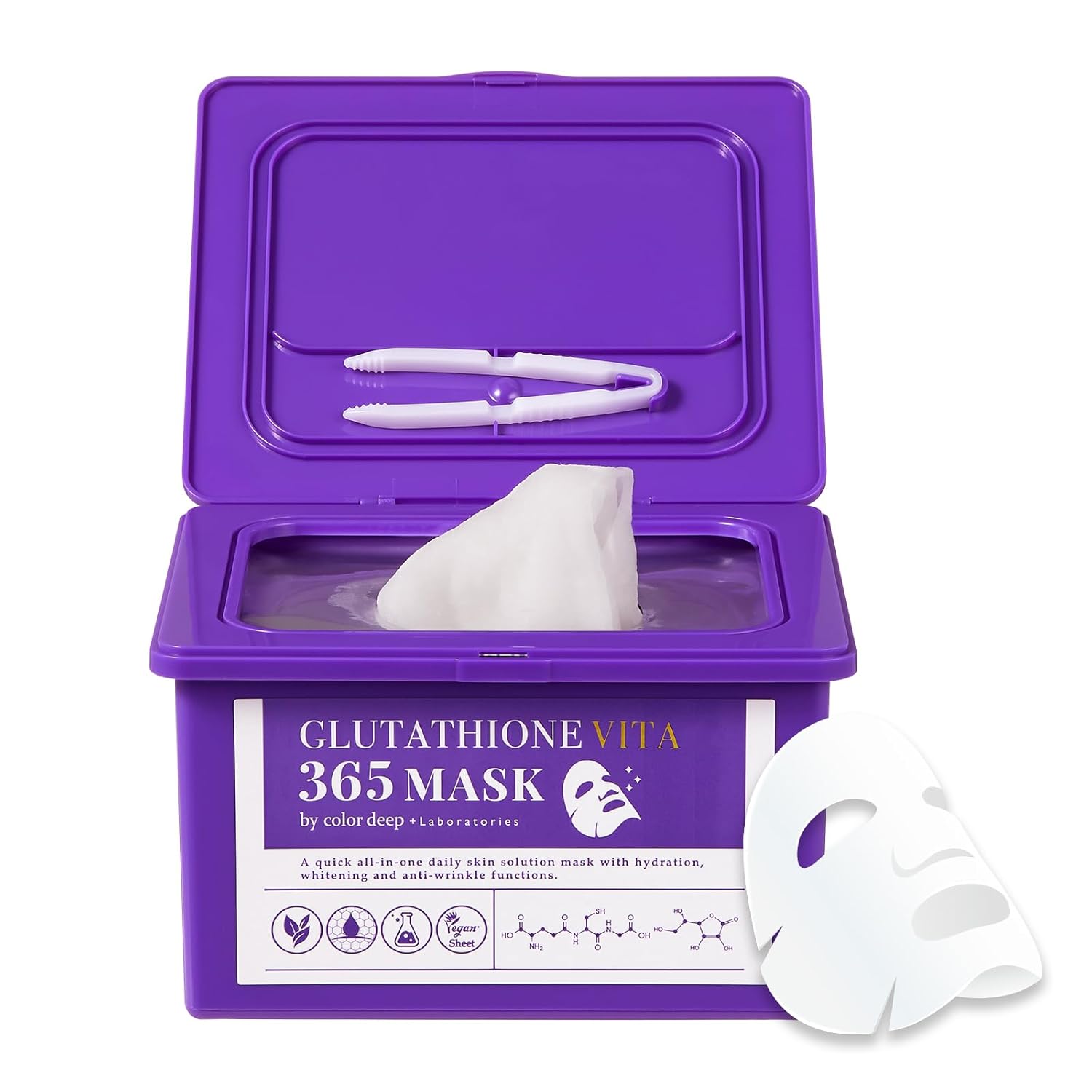 Glutathione Face Mask 30 Pack | Vegan Sheet Mask with Vitamin C & Niacinamide Ezburself.com Glutathione Face Mask 30 Pack | Vegan Sheet Mask with Vitamin C & Niacinamide Ezburself.com