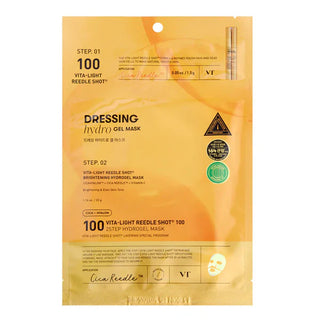 VT Cosmetics Vita Reedle Shot 100 2-Step Hydrogel Mask | CicaReedle + Glutathione + Vitamin C Brightening Micro-Needle Mask Set