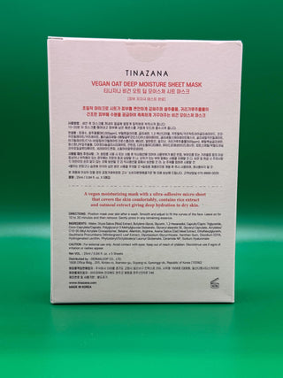 TINAZANA Vegan Oat Deep Moisture Sheet Mask 4.2 oz