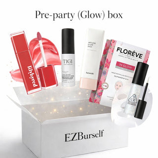 Pre-Party Glow Beauty Box | Complete Radiance Kit with Highlighter, Lip Tint, Eyeshadow & Face Masks (5-Piece Set)